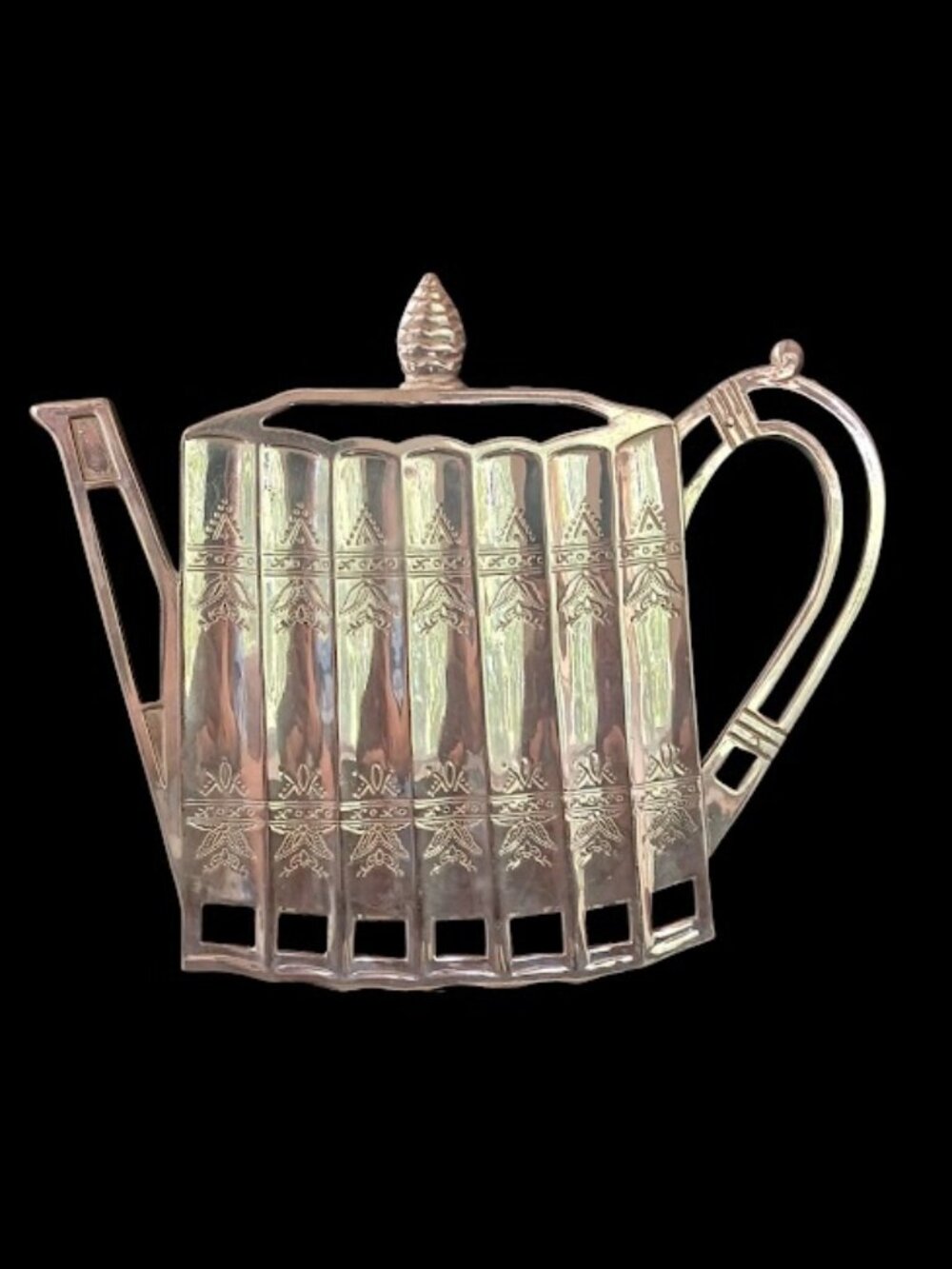 VINTAGE Godinger Silver Plated Teapot Trivet 1992 Hot Pad Serveware MCM - Picture 2 of 5